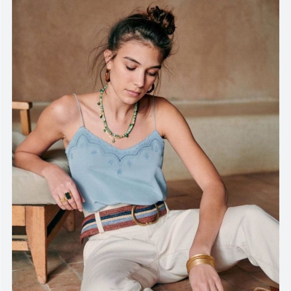 Sezane Paloma silk camisole in blue size 36/usa 4. Barely worn.